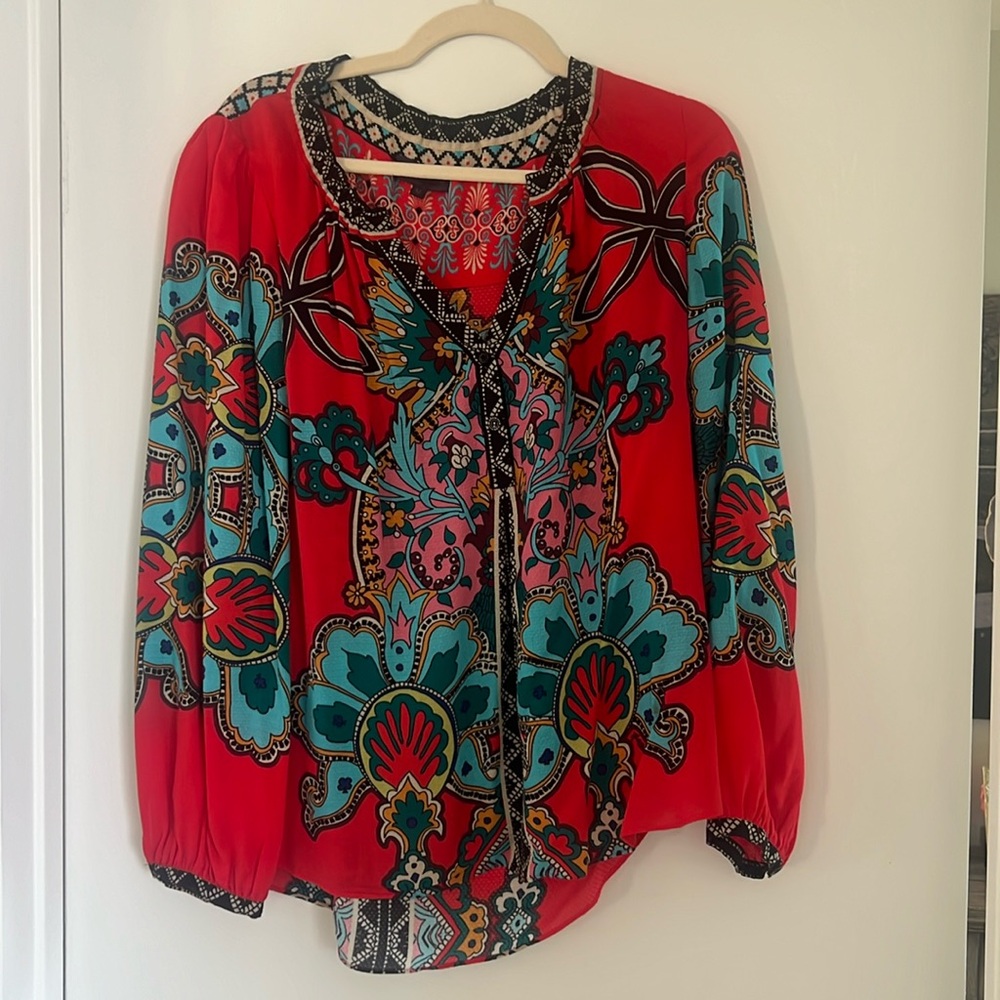 Hale Bob long sleeved colorful blouse